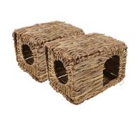 LALAFINA 2pcs Foldable Grass Hideaway Small Animal House for Guinea Pigs and Rabbits, Comfortable Resting Bed with Versatile Use for Indoor and Outdoor Pets