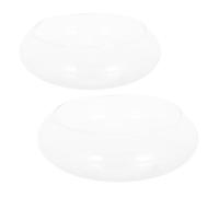 LALAFINA 2pcs Glass Fish Bowl Vase 7 Inch Wide Mouth Hydroponic Planter for Water Lilies and Coin Grass, Glass Aquarium Tank with Stable round Design for Tables and Decoration Themes