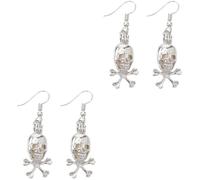 LALAFINA 2pcs Glow Dark Skull Drop Earrings Halloween Jewelry Sky Blue Luminous Dangle Accessories for Ladies Halloween Costume Party