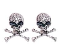 LALAFINA 2pcs Gothic Punk Skull Bones Brooch Pin Silver Skeleton Lapel Badge for Evening Party Costume Halloween Accessories for Women and Men