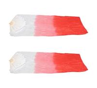 LALAFINA 2pcs Gradient Long Folding Belly Dance Fans for Outdoor Performances Lightweight Fabric Veil Fans with Silky Flowing Drapes Traditional Large Dance Props for Chinese Folk