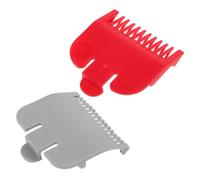 LALAFINA 2pcs Hair Clipper Guards Professional Clipper Comb Set Grey and Red Grooming Trimmer Guides Replacement Accessories for Precise Hair Cutting and Styling