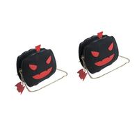 LALAFINA 2pcs Halloween Pumpkin Crossbody Bag Cute Little Devil Shoulder Messenger Bag for Student and Ladies Black over Shoulder Handbag for School and Casual Use