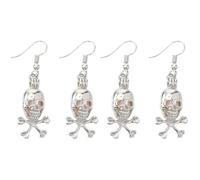LALAFINA 2pcs Halloween Skull Drop Earrings Glow Dark Luminous Dangle Jewelry for Women Sky Blue Halloween Accessories