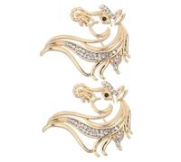 LALAFINA 2pcs Hollowout Golden Horse Brooch Pins with Rhinestone Alloy Craftsmanship, Elegant and Decorative Lapel Pins for Men and Women, for Special Celebrations, Birthday Costume Decor
