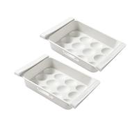 LALAFINA 2pcs Large Capacity Egg Holders for Fridge with 12-grids Plastic Storage Boxes Space Saving Design to Prevent Eggs from Being Crushed and Organising Refrigerator Drawers