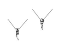 LALAFINA 2pcs Men's Skull Pendant Necklace Gothic Punk Wolf Tooth Jewelry Stainless Steel Pendant for Fashionable Casual Wear