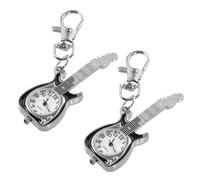 LALAFINA 2pcs Mini Guitar Keychain Quartz Watch Metal Pendant Charm