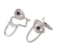 LALAFINA 2pcs Nail Art Rings Evil Eye Fingernail Ring Copper Metal Unique Modern Style Comfortable Fit Resist Fading and Wear Women Glamorous Events