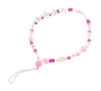LALAFINA 2pcs Pink Acrylic Simulation Pearl Beaded Phone Hanging Straps with Love Pattern Easy to Use and Stylish Phone Lanyards for Cases for DIY Decoration