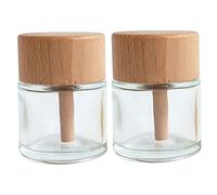 LALAFINA 2pcs Reed Diffuser Bottles Empty 50ml Glass and Wood Decorative Perfume Bottles for Bathroom Decorations, Diffuser Oils, Desktop Decor, Mini Vase Use