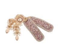 LALAFINA 2pcs Rhinestone Bell Side Hair Clips with Tassel Dangle and Fine Teeth, Classic Pink Crystal Pearl Hair Barrettes in Zinc Alloy, Firm Comfortable Grip for Party and Bridal Use