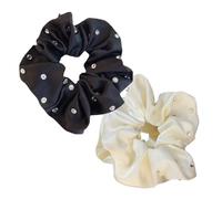 LALAFINA 2pcs Rhinestone Scrunchies Hair Ropes Fashionable Elegant Soft Lightweight Materials Gentle Wearing Experience Express Personal Fashion Taste Daily Wearing