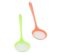 LALAFINA 2pcs Silicone Skimmer Spoons Set, Semi- Food-Grade Silicone Cooking Strainers with Filter Ladle for Frying French Fries and Food Serving, Kitchen Utensils for Home Use Random Color