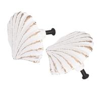 LALAFINA 2pcs White Cast Iron Seashell Drawer Handles Decorative Cabinet Pulls with Practical and Delicate Design, for Bringing A Beach Feeling to Your Household Drawers Or Cabinets