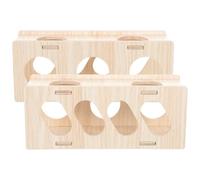 LALAFINA 2pcs Wooden Hamster Tunnel for Small Animals with Khaki Colour Multi-function Hideout and Exercise Play Accessory for Pet Cage