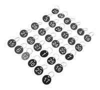 LALAFINA 30pcs Black Number Tags 1-30 with Metal Rings Waterproof Plastic Round Key Number Labels for Office, Kindergarten, Restaurant, and Queue Management