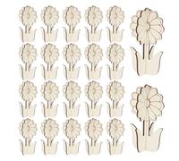 LALAFINA 30pcs Spring Unfinished Wooden Slices 3D Flower Spring Wood Crafts for Creative Khaki Wood Material Enhance Sensory Learning Developing Color Awareness Home Family Activity DIY