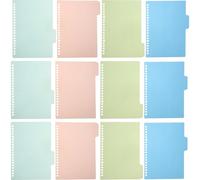 LALAFINA 32Pcs A5 Plastic Index Dividers Binder Tabs with 4 Colors, Detachable Notebook Divider Pages for School, Office and Home Organization