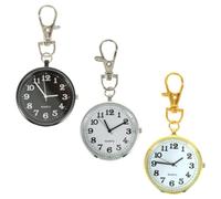 LALAFINA 3pcs 3pcs Pocket Watch Key Ring Large Dial Timepiece | Easy to Hang Buckle, Lightweight Chest Style, for Elderly Use and Nurses on Nurses Day