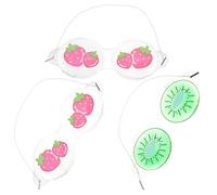 LALAFINA 3pcs Cooling Eye Masks PVC Breathable Cold Eye Patches Cucumber Fruit Series and Light Blocking Random Style
