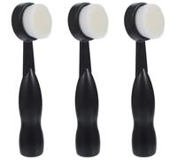 LALAFINA 3pcs Facial Cleansing Brush with Long Abs Handle for Deep Exfoliating and Gentle Massage Stimulation, Self Standing Face Washer Brush for Effective Skin Pressure and Daily Use
