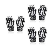 LALAFINA 3pcs Full Finger Skeleton Pattern Cycling Gloves Black White Breathable Lightweight Sports Gloves for Road and Mountain Bike Riding