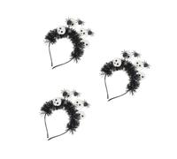 LALAFINA 3pcs Halloween Hairbands White Skull and Spider Design Gothic Punk Headbands for Cosplay Party Accessories Spooky Day Dead Theme Headwear for Women