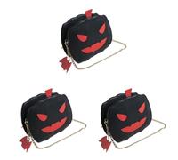 LALAFINA 3pcs Halloween Pumpkin Crossbody Bag Cute Little Devil Shoulder Messenger Handbags for Student Ladies Black