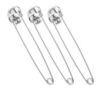 LALAFINA 3pcs Skull Pin Brooch Set Silver Alloy Safety Pins for Clothes DIY Craft Work Unique Fashion Punk Brooch Lapel Accessories Easy to Fix without Burrs
