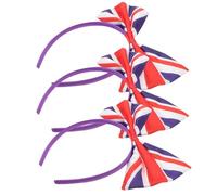LALAFINA 3pcs Uk Flag Bow Headbands Elastic Satin Big Bow Hair Hoops Lovely Design Not Easy to Break for Costume Parties and Mardi Gras