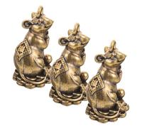 LALAFINA 3pcs Vintage Copper Mouse Pendant Charms for Keychain and Travel Bag Decoration, Retro Antique Style Copper Animal Figurine Chinese Zodiac Rodent Pattern