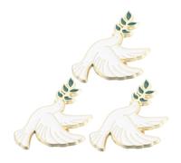 LALAFINA 3pcs White Dove Brooch Set Made of Zinc Alloy Featuring Elegant Peace Dove Lapel Pins with Symbolic Meaning, for Special Events and Backpack Decoration