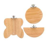 LALAFINA 3pcs Wooden Pet Cage Platform Small Animal Stand Adorable Half and Head Shapes, Creative Design to Attract Parrot's Attention and Increase Curiosity, for A Good Place