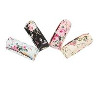 LALAFINA 4 Pcs Cloth Lipstick Case Holder with Mirror Featuring Tiny Floral Prints, Elegant Design, Easy to Carry and Prevents Lipstick from Messing up Handbag, for Ladies Makeup Storage