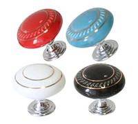 LALAFINA 4 pcs Decorative Round Toilet Button Handles Toilet Tank Button Knobs for Easy Installation Stylish Bathroom Accessories Red Blue Black and White