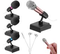 LALAFINA 4 Sets Mini Microphone Kit with Portable Desktop Stands and Covers Multi-color Tiny Singing Mics Compatible with Phones and Laptops for Recording Karaoke and Broadcasting