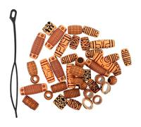 LALAFINA 40pcs Large Hole Wooden Tube Hair Braid Beads Dreadlock Beads Lightweight Versatile Use Unique Carved Design Plastic and Wood Accessories for Black Women Daily Outings and Party
