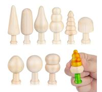 LALAFINA 40pcs Unfinished Wooden Tree & Mushroom Peg Dolls, 10 Styles Mini Wood Crafts for DIY Painting & Graffiti, Blank Wooden Ornaments for Easter, Christmas, Kids Arts & Crafts Projects
