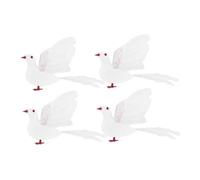 LALAFINA 4pcs Artificial Feathered Dove Simulation Foam Birds Realistic Spreadwing White Pigeons Lifelike Dynamic Decoration for Wedding Decoration and Home Decor