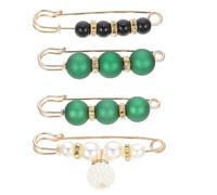 LALAFINA 4pcs Clothing Safety Brooch for Women with Pearl Design, Adjustable Waist Fixer and Elastic Waist Clip, Classic Sweater Cardigan Pin Badge for Pants, Dresses and Collars