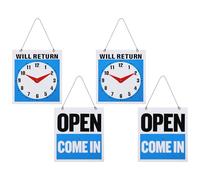 LALAFINA 4pcs Dual Functionality Plastic Store Business Hours Sign with Open Closed Labels and Will Return Indicator for Door Use in Salons and Offices, Wear and Tear Resistant