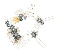 LALAFINA 4pcs Flower Bridal Wedding Hair Side Combs Floral Hair Pins Twist Spiral Pearl HairPins for Brides Women Girls
