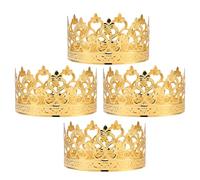 LALAFINA 4pcs Golden Crown Cake Decorations Made of Iron with Elegant and Shimmering Design, for Parties and Banquets, Offering A Unique Aesthetic Appeal and Elevating Visual Effect