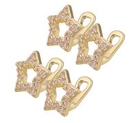 LALAFINA 4pcs Golden Zircon Copper Tooth Grill Caps with Easy Clip-on Installation, Sparkly Bling Hip Hop Single Tooth Jewelry Accessories for Cosplay and Streetwear