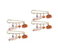 LALAFINA 4pcs Halloween Pumpkin Brooch Pin Cute Cartoon Ghost Skull Lapel Pins Alloy Enamel Halloween Accessories for Women Festival Costume Jewelry Gift