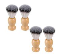 LALAFINA 4pcs Luxury Shaving Brush for Men with Soft Nylon Bristles and Wooden Handle, Travel-friendly Facial Grooming Brush Designed to Lift Residue from Beard Roots for Daily Outings