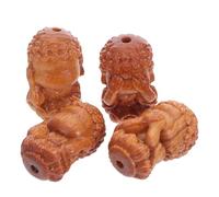 LALAFINA 4Pcs Natural Wood Beads with Carved Faces Wooden DIY Jewelry Beads Kit for Bracelet and Necklace Making for Crafting Accessories in Jewelry Making