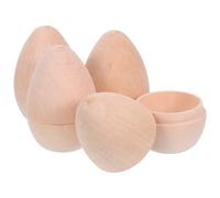 LALAFINA 4pcs Wooden Hollow Easter Eggs for Crafting and Painting Lightweight Natural Look Rustic Wood Eggs and Adults