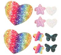 LALAFINA 5 Pairs Elastic Hair Ties Glitter Sparkle Rainbow Gradient Star and Heart Sequins High Elasticity Hair Bands
